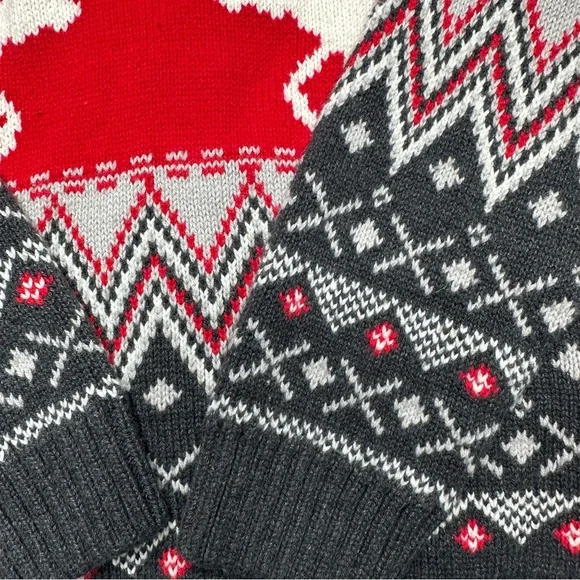 Hatley Sweater Buttoned Festive Red/White/Grey Size 6 - Picture 10 of 16